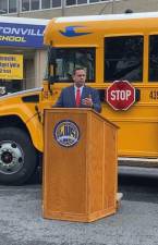 Orange County Executive Steve Neuhaus at his School Bus Safety Press Conference at Washingtonville High School last month.