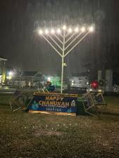 Last year’s menorah lighting. Imagine this, but indoors and made of cupcakes!