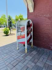 Got an old, tattered flag? Properly dispose of it in this box at the Goshen Village Police Department.