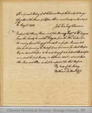 Credentials for attending the first Continental Congress.