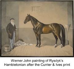 Werner John painting of Rysdyk’s Hambletonian after the Currier and Ives print.