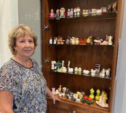 Betty DeMarco’s collection of salt and pepper shakers are now on display in the Community Collection’s Showcase in the lobby of the Goshen Public Library.