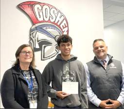 Kiran Foster (center) with his guidance counselor, Laura Dubatowka, and GHS Principal Nick Pantaleone.