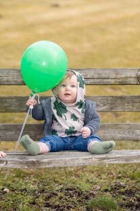 Jackson Schmitt, 10 months, of Chester at his first Mid-Hudson St. Patrick's Day Parade in Goshen, NY on March 12, 2023. Photo by Sammie Finch