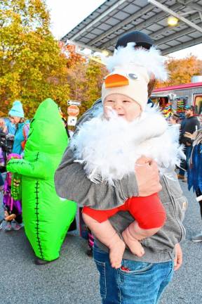 <b>August Klippel dressed as a goose at Byram-A-Blaze on Friday, Oct. 18.</b>