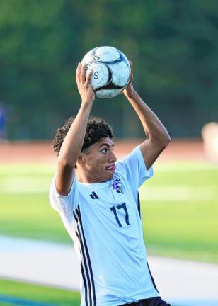 Melvin Hernandez, #17, throws the ball into play in the second half.