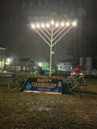 Last year’s menorah lighting. Imagine this, but indoors and made of cupcakes!