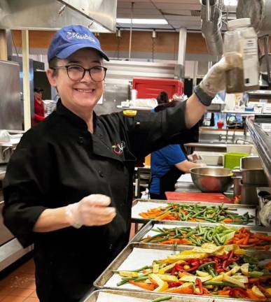 Local veggies being prepared for school lunch this June at a New Jersey school district. Photo provided