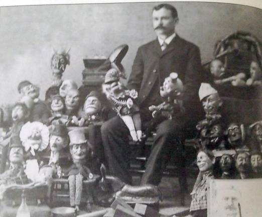 Clarence Augustus “Gus” White, who performed from 1878-1931, provided entertainment with his large assortment of puppets. Photo courtesy of Goshen Public Library and Historical Society.