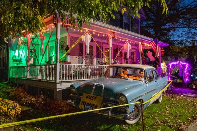 <b>Another house on Orchard St. in Warwick, NY uses colorful lights in addition to their old-school theme. (Photo by Aja Brandt)</b>