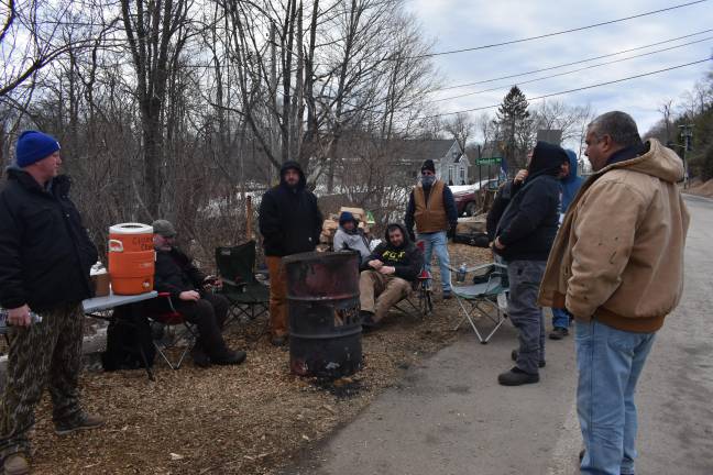 Current and retired officers picket outside the Otisville Correctional Facility on Feb. 25.