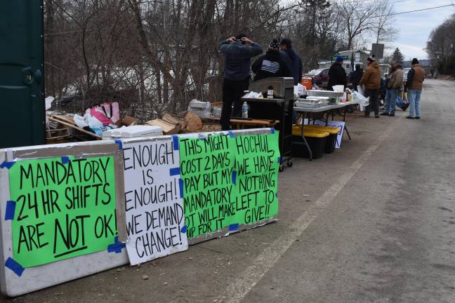 Striking corrections officers outside Otisville Correctional Facility Feb. 25.