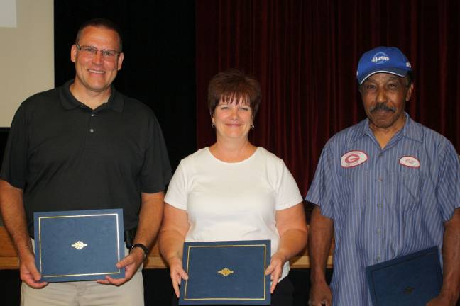 Faculty and staff with 25 years of service to the district (from left): Andrew Krish, Linda Clavelle and William Wright.