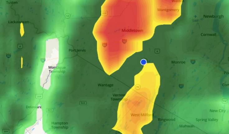 The estimated storm radar for 5 p.m. today.