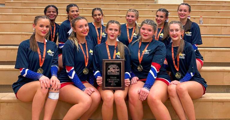 The Goshen Gladiators cheer team won the Section 9 title for their division.